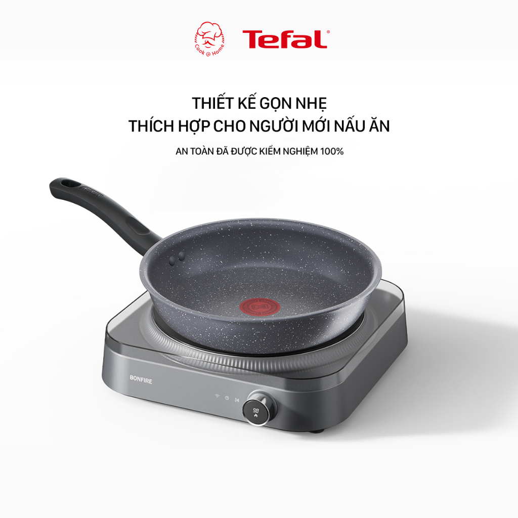 Chảo chống dính vân đá Tefal Cook Healthy dùng cho bếp từ size 24cm/ 28cm - Bảo hành 2 năm