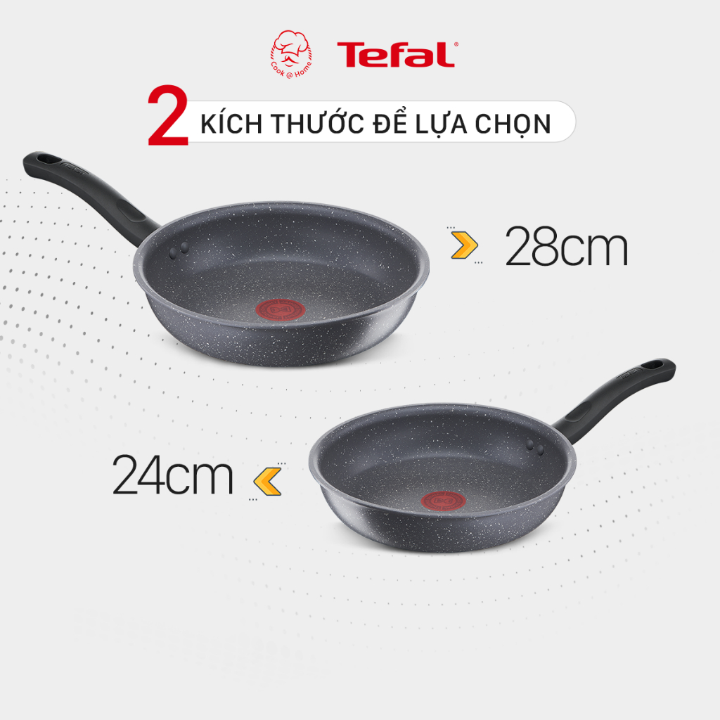 Chảo chống dính vân đá Tefal Cook Healthy dùng cho bếp từ size 24cm/ 28cm - Bảo hành 2 năm