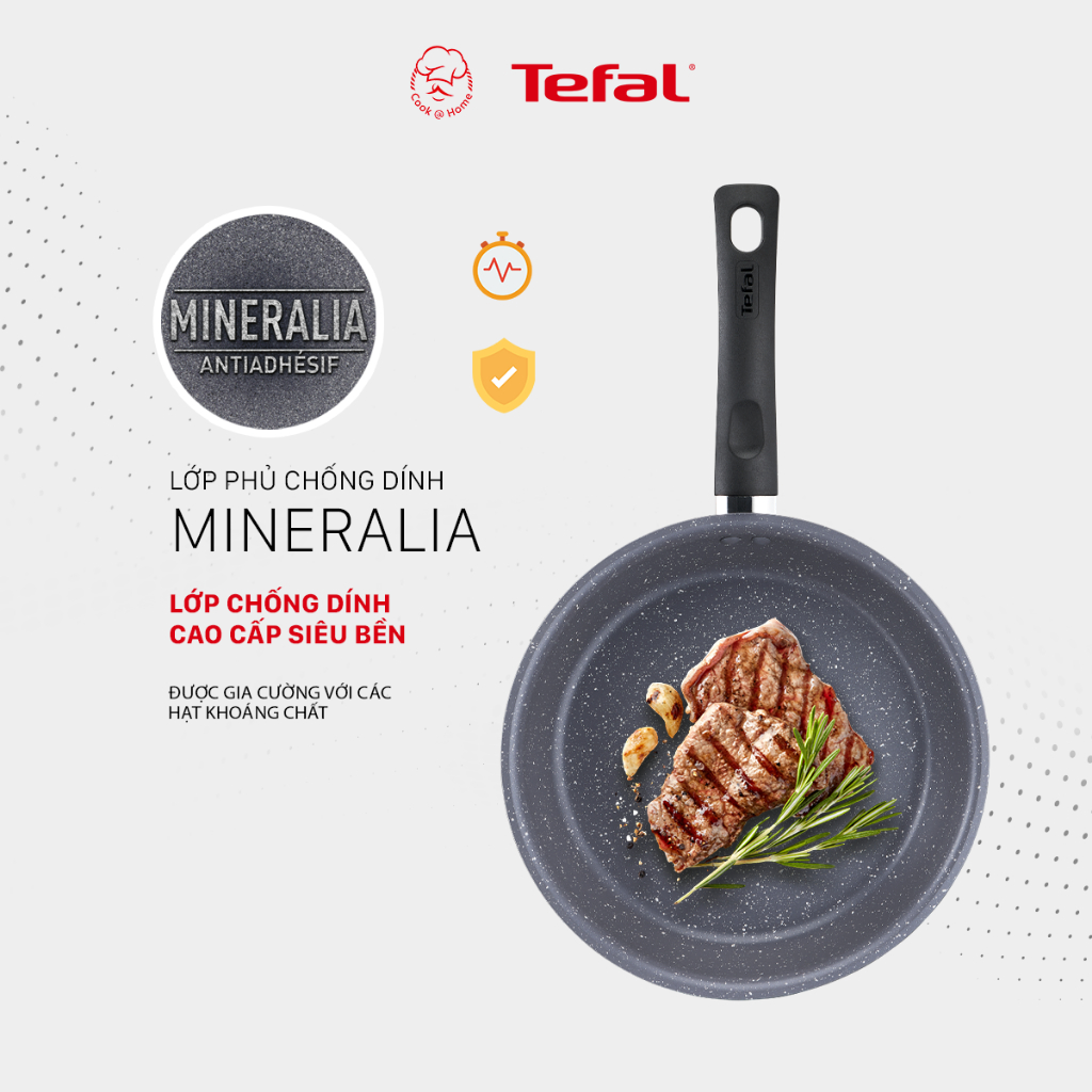 Chảo chống dính vân đá Tefal Cook Healthy dùng cho bếp từ size 24cm/ 28cm - Bảo hành 2 năm