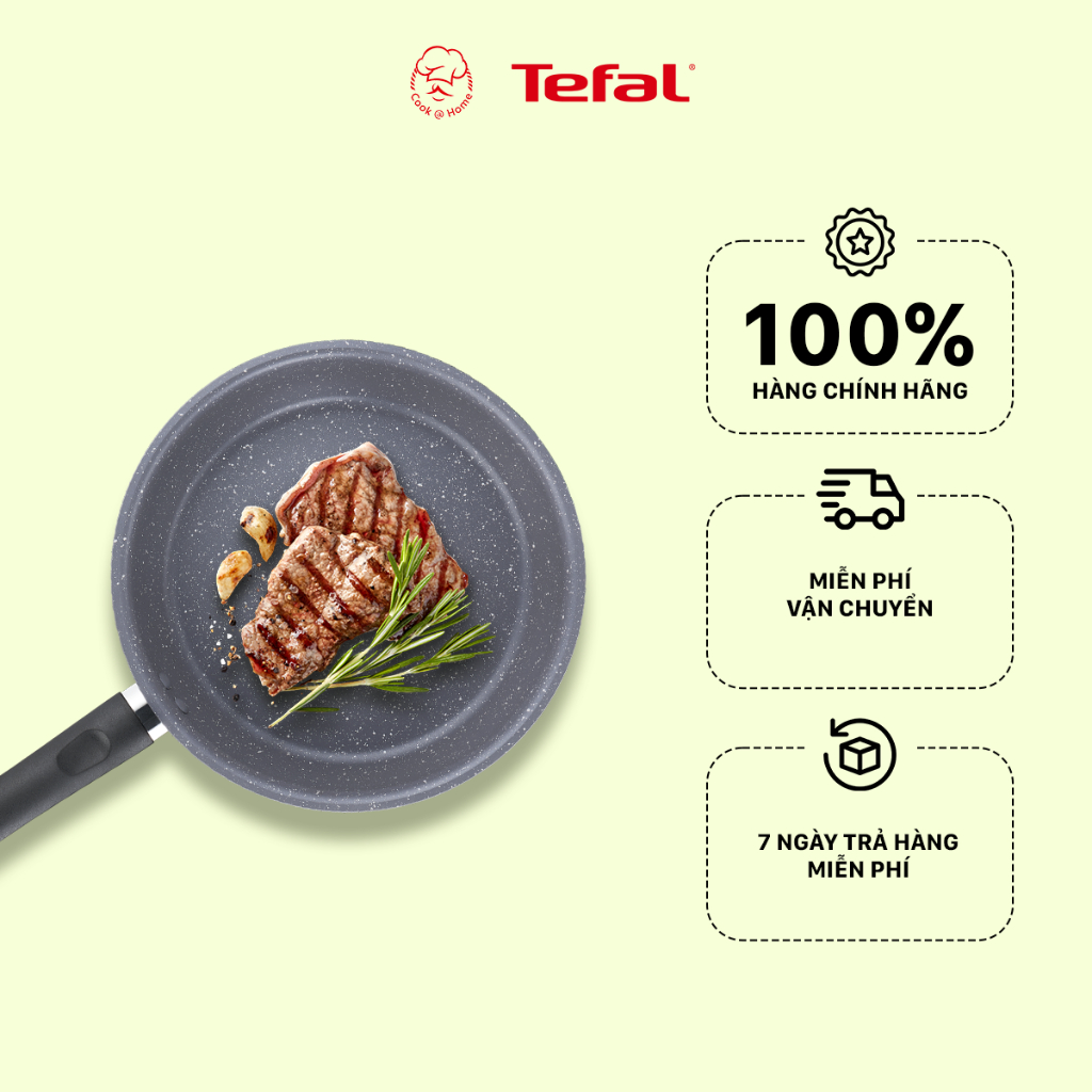 Chảo chống dính vân đá Tefal Cook Healthy dùng cho bếp từ size 24cm/ 28cm - Bảo hành 2 năm