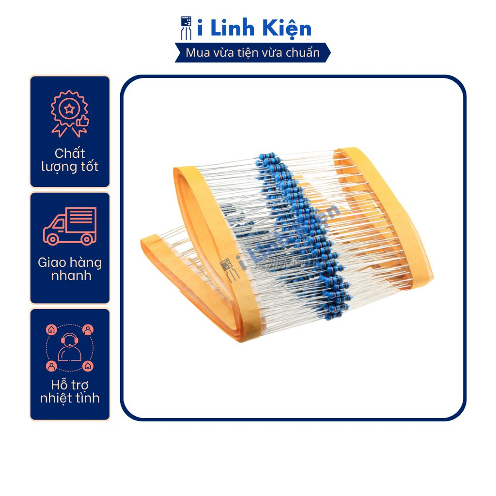Điện trở vạch 1/4W 680R - 3.6K 1% chân đồng túi 50 con