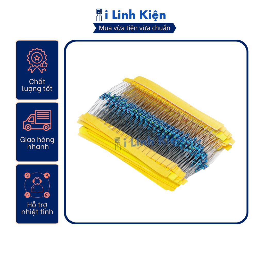 Điện trở vạch 1/4W 680R - 3.6K 1% chân đồng túi 50 con