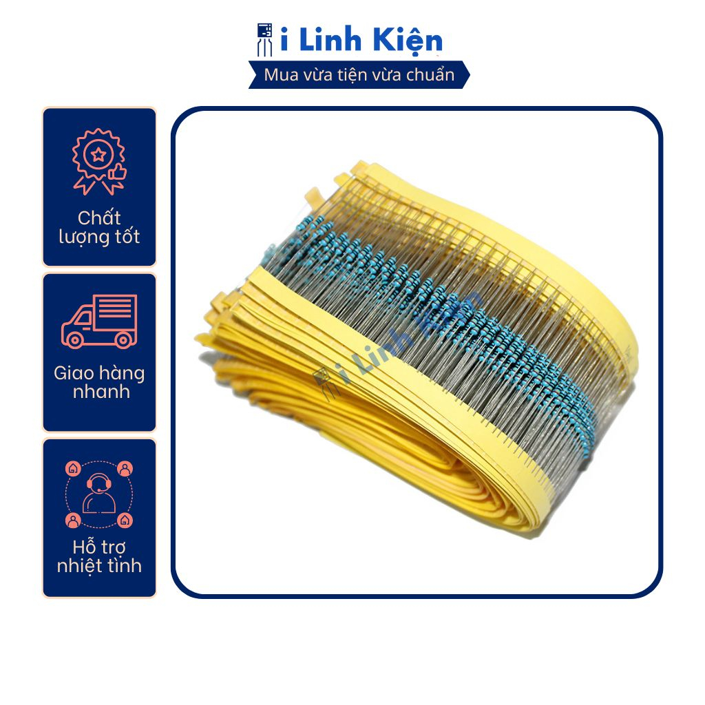 Điện trở vạch 1/4W 680R - 3.6K 1% chân đồng túi 50 con
