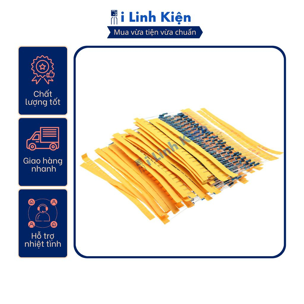 Điện trở vạch 1/4W 680R - 3.6K 1% chân đồng túi 50 con