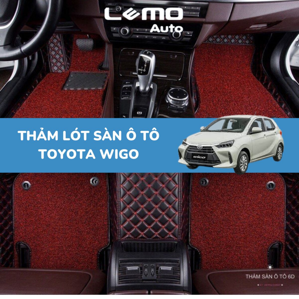 Lót sàn ô tô Toyota Wigo Nano 2 chỉ trải kín sàn xe, ôm khít form xe, chống nước giảm tiếng ồn bảo hành 3 năm