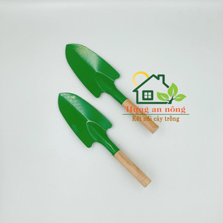 Xẻng thép cán gỗ mini dụng cụ hỗ trợ làm vườn dài 26cm