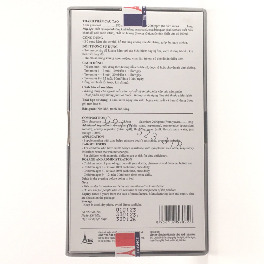 Kẽm THQ ZnKid Bổ Sung Kẽm Cho Cơ Thể, Tăng Cường Sức Đề Kháng.