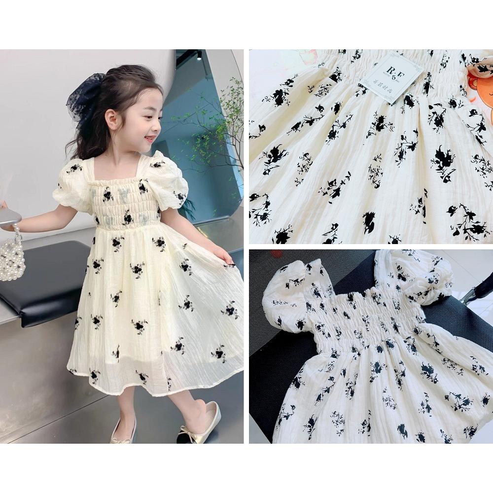 Váy Đầm Thiết Kế Bé Gái 2 Lớp Hoa Nhí Xinh Dễ Thương Cho Trẻ Em Mùa Hè, Đi Chơi, Du Lịch - CAFE_BABY079