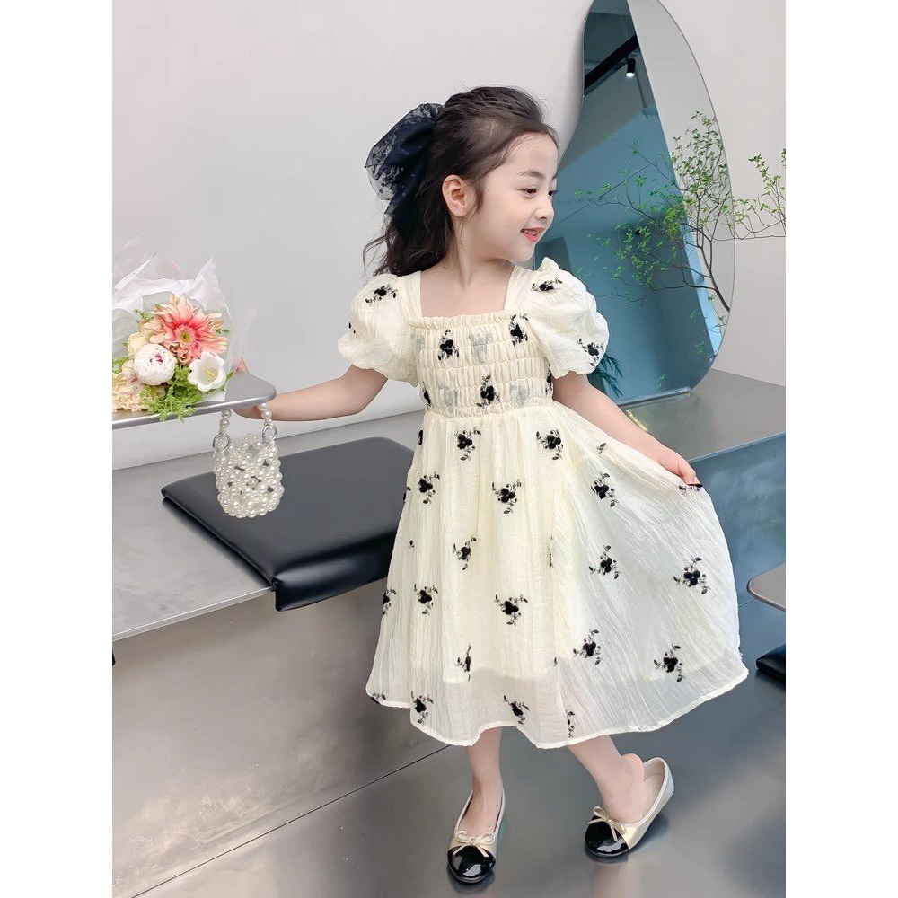 Váy Đầm Thiết Kế Bé Gái 2 Lớp Hoa Nhí Xinh Dễ Thương Cho Trẻ Em Mùa Hè, Đi Chơi, Du Lịch - CAFE_BABY079