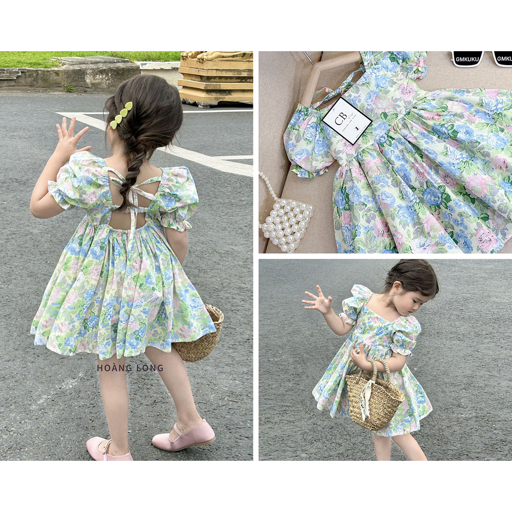 Váy Đầm Thiết Kế Bé Gái 2 Lớp Hoa Nhí Xinh Dễ Thương Cho Trẻ Em Mùa Hè, Đi Chơi, Du Lịch - CAFE_BABY079