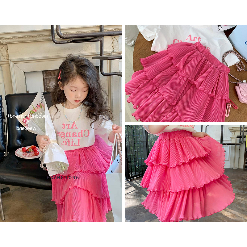 Váy Đầm Thiết Kế Bé Gái 2 Lớp Hoa Nhí Xinh Dễ Thương Cho Trẻ Em Mùa Hè, Đi Chơi, Du Lịch - CAFE_BABY079