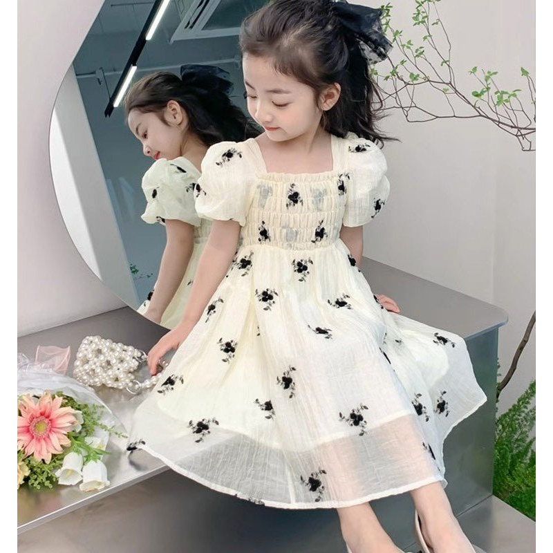 Váy Đầm Thiết Kế Bé Gái 2 Lớp Hoa Nhí Xinh Dễ Thương Cho Trẻ Em Mùa Hè, Đi Chơi, Du Lịch - CAFE_BABY079