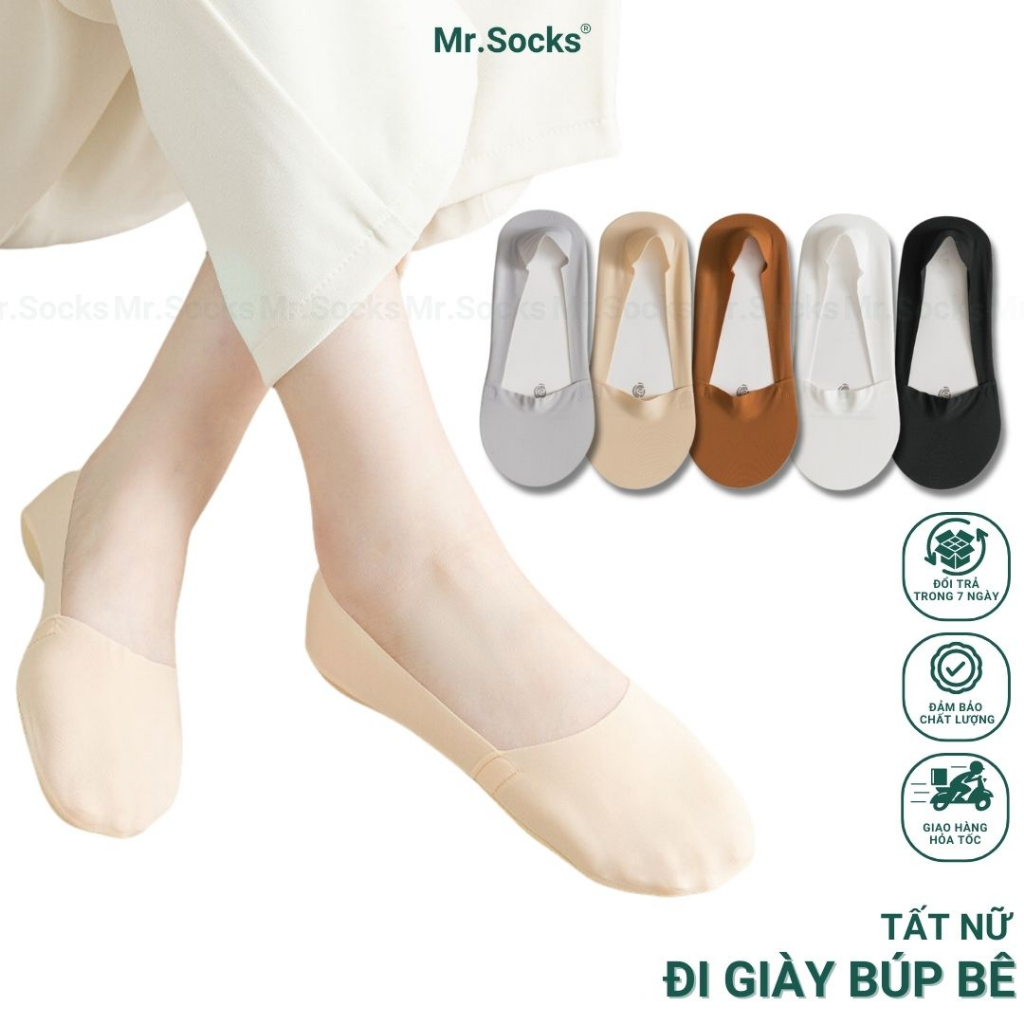 Tất lười nữ đi giày búp bê Mr.Socks chất liệu sợi cotton mềm mát, có đệm cao su chống tuột gót - TATLUA-UYE-7002-1DOI