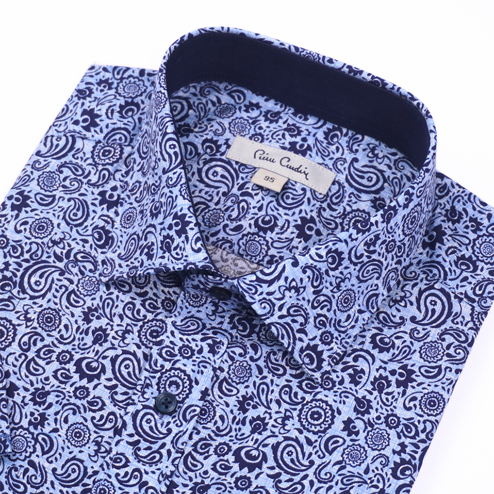 Áo sơ mi nam ngắn tay vạt ngang Pierre Cardin cao cấp xuất Hàn 100% cotton dáng áo Regular ACN017 | iShirtStore