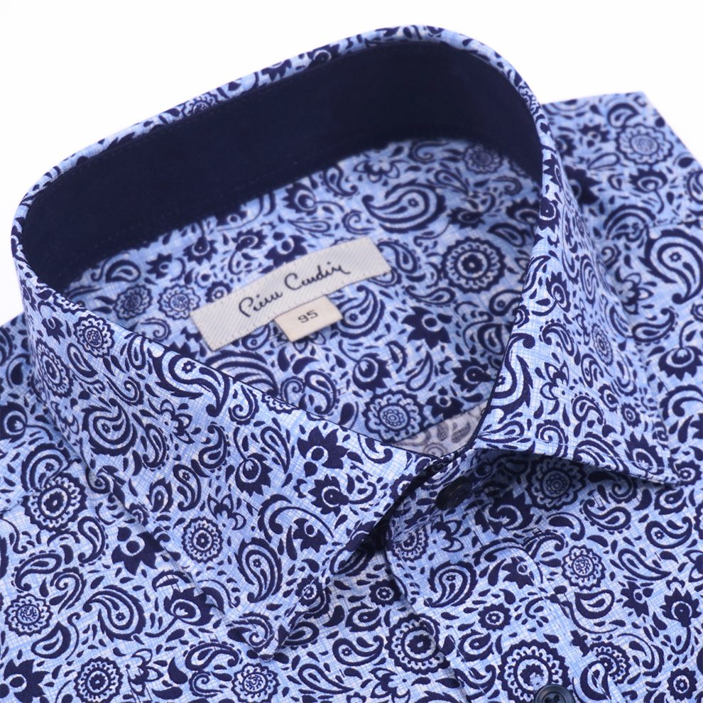 Áo sơ mi nam ngắn tay vạt ngang Pierre Cardin cao cấp xuất Hàn 100% cotton dáng áo Regular ACN017 | iShirtStore