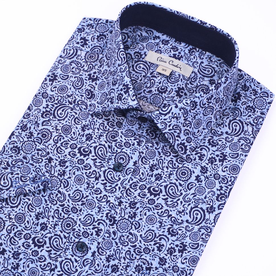 Áo sơ mi nam ngắn tay vạt ngang Pierre Cardin cao cấp xuất Hàn 100% cotton dáng áo Regular ACN017 | iShirtStore