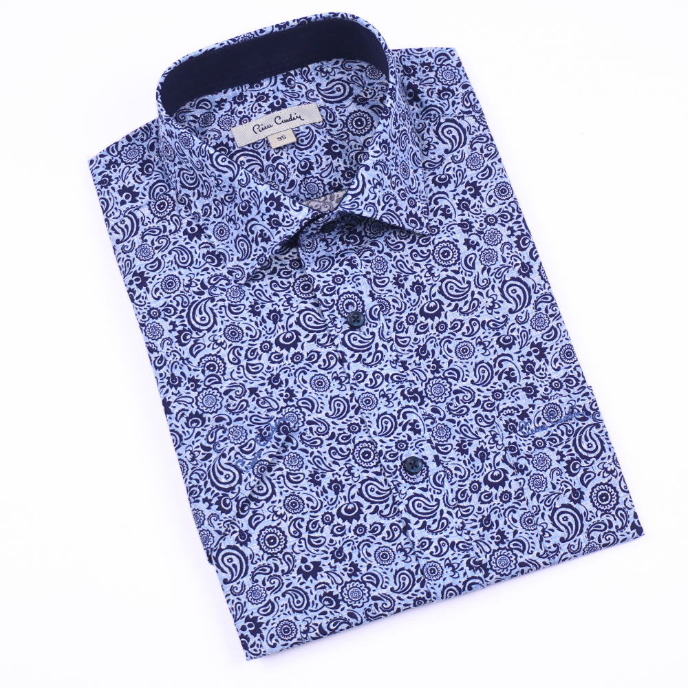 Áo sơ mi nam ngắn tay vạt ngang Pierre Cardin cao cấp xuất Hàn 100% cotton dáng áo Regular ACN017 | iShirtStore