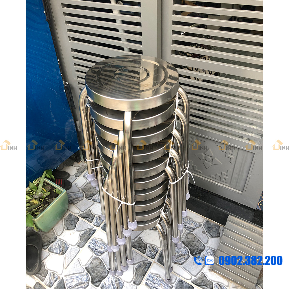 Bộ bàn inox chữ nhật chân chữ T + 6 ghế inox 304 Qui Phúc, Miễn ship HCM