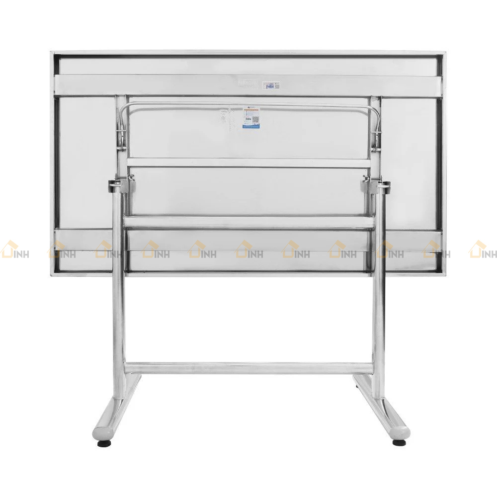 Bộ bàn inox chữ nhật chân chữ T + 6 ghế inox 304 Qui Phúc, Miễn ship HCM