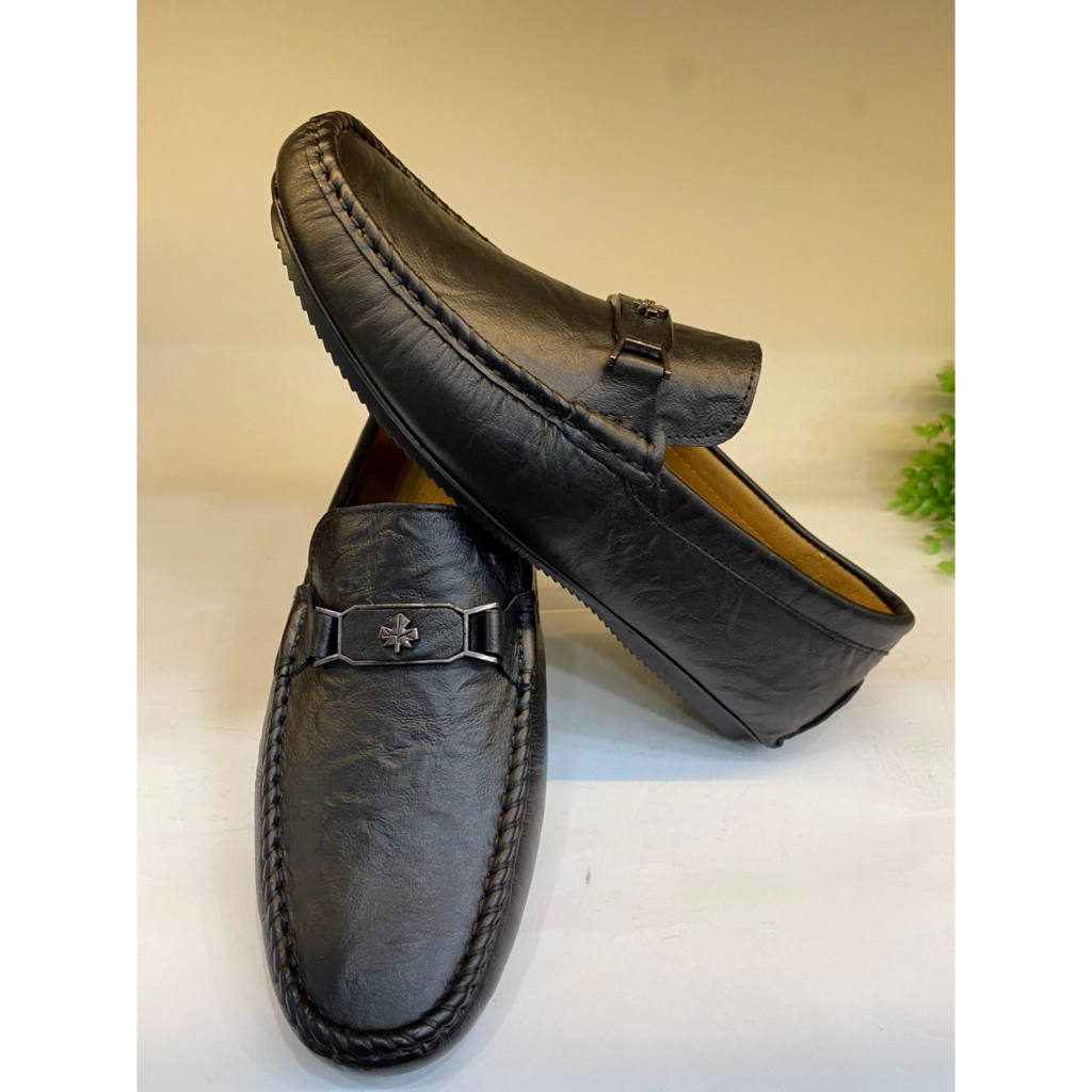 Giày Mọi Nam size 44-45-46-47 Da Bò Thật Giày Lười Bigsize Màu Đen -MB10 Giày SAGO’S BH 12 Tháng Tặng kèm vớ.