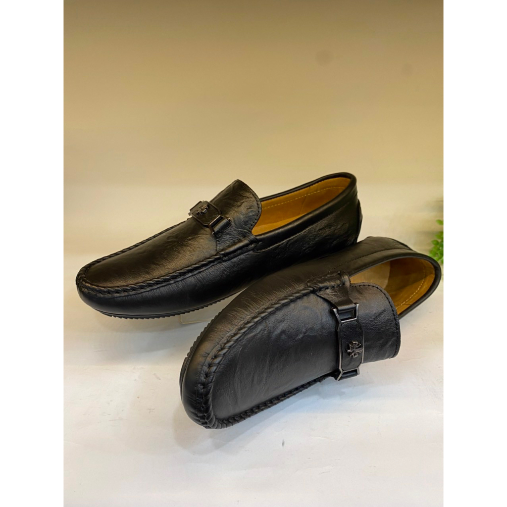 Giày Mọi Nam size 44-45-46-47 Da Bò Thật Giày Lười Bigsize Màu Đen -MB10 Giày SAGO’S BH 12 Tháng Tặng kèm vớ.