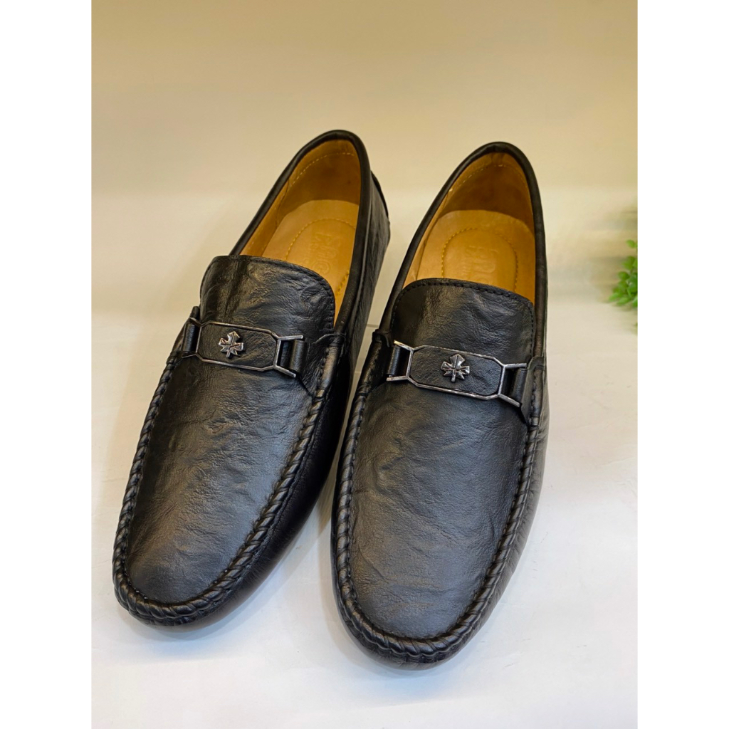 Giày Mọi Nam size 44-45-46-47 Da Bò Thật Giày Lười Bigsize Màu Đen -MB10 Giày SAGO’S BH 12 Tháng Tặng kèm vớ.