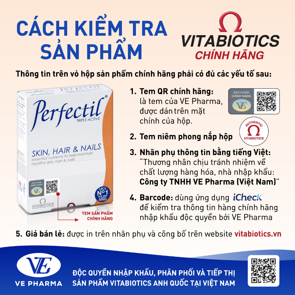 Bộ Sản Phẩm Vitabiotics OSTEOCARE Giúp Xương Chắc Khỏe 30 Viên Và PERFECTIL Làm Đẹp Da, Tóc & Móng 30 Viên
