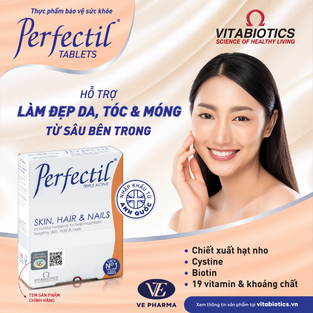 Bộ Sản Phẩm Vitabiotics OSTEOCARE Giúp Xương Chắc Khỏe 30 Viên Và PERFECTIL Làm Đẹp Da, Tóc & Móng 30 Viên