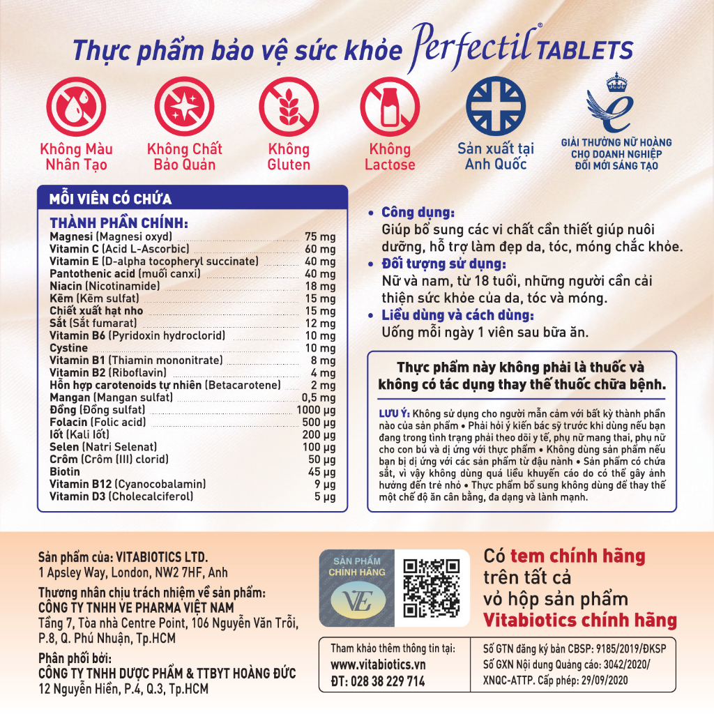 Bộ Sản Phẩm Vitabiotics OSTEOCARE Giúp Xương Chắc Khỏe 30 Viên Và PERFECTIL Làm Đẹp Da, Tóc & Móng 30 Viên