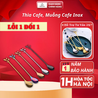 Muỗng Thìa Dĩa Cà Phê, Dĩa Cafe Inox 304 Vàng Pha Trà, Tráng Miệng Phủ Bóng Sang Trọng MTC01