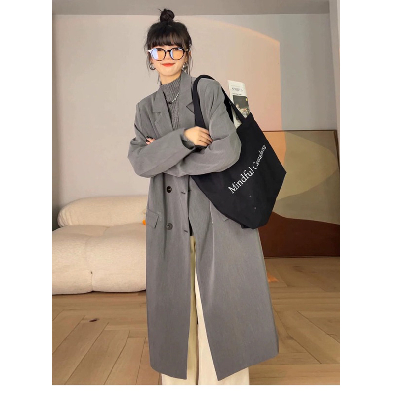 Áo Khoác Vest, Áo Khoác Blazer Dáng Dài Phong Cách Hàn Quốc