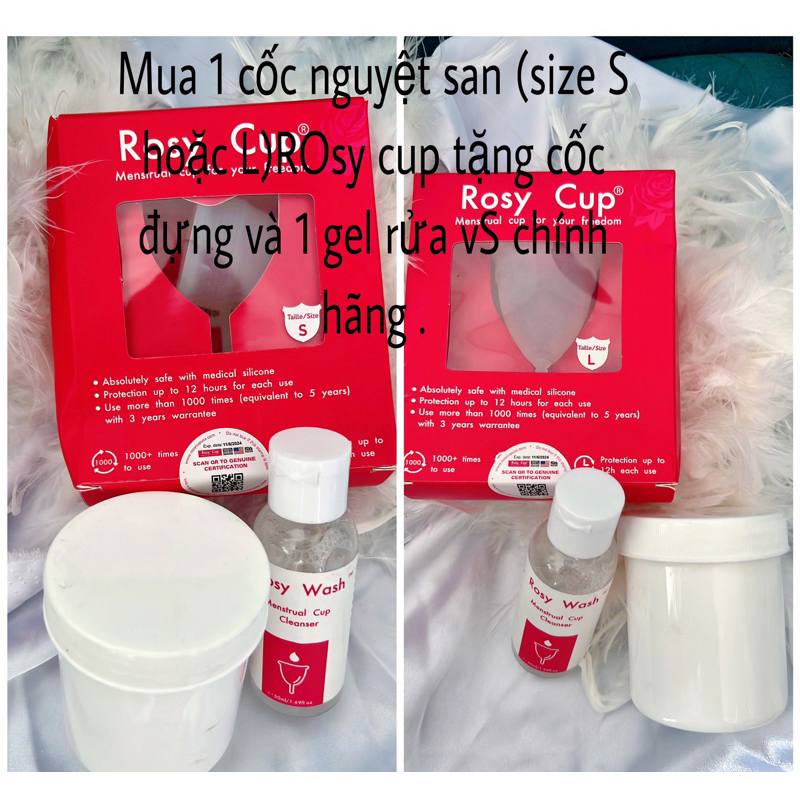 Quà tặng không bán (Khi mua 1 cốc Nguyệt san Rosy cup tặng 1 cốc đựng và 1 gel rửa vs)như ảnh.
