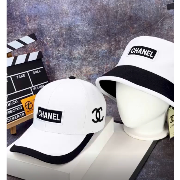 Combo Nón cặp tình nhân Channel Viền Trắng vải Kaki dày đẹp chuẩn thời trang