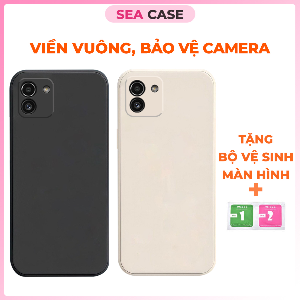 Ốp lưng Samsung A03 cạnh vuông, viền vuông, dẻo mềm mịn