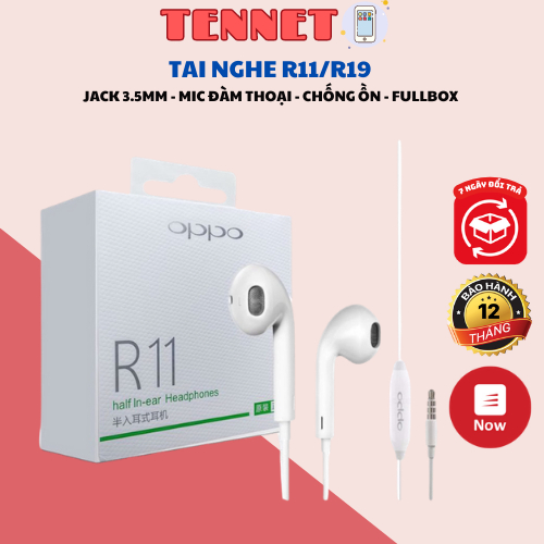 Tai Nghe Điện Thoại OPPO R11/R19 Cổng 3.5mm Có Mic Thoại Âm Hay Bass Ấm, Hàng Fullbox, Freeship - BH 6 tháng