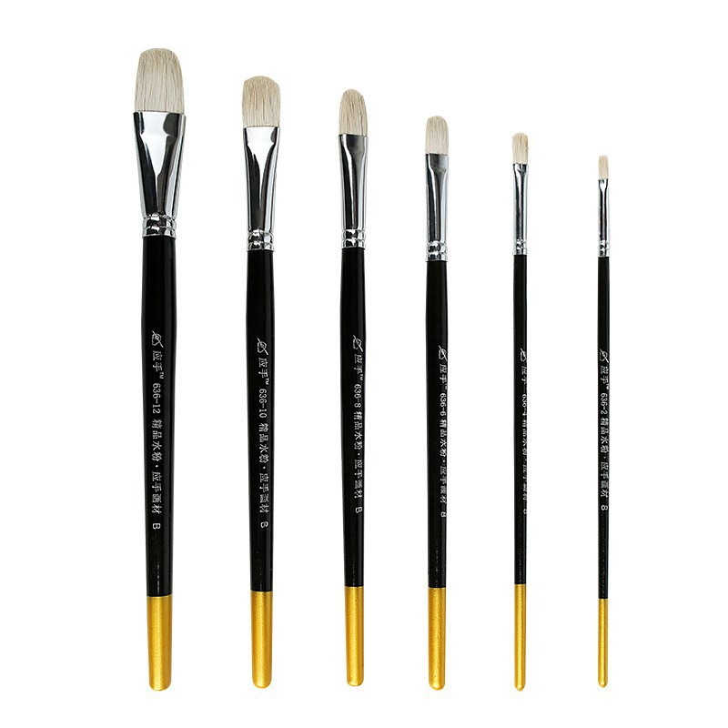 Bộ 6 cây cọ lông lợn XINBOWEN vẽ sơn dầu, Acrylic