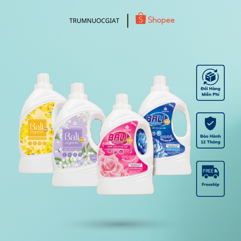 Nước giặt Baliorganic Gold Can 3,2L Hương Thơm Dịu Nhẹ,Quý Phái,Mềm Vải,Có Thể Giặt Cho Máy Giặt Lồng Ngang