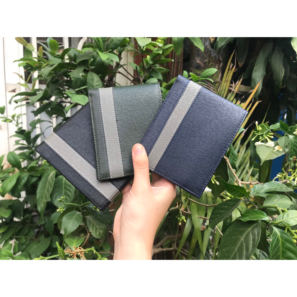 VÍ DA BÒ TAIGA ĐEN PHỐI SỌC XÁM , VÍ NGANG 9.5X12CM - THƯƠNG HIỆU UMBO