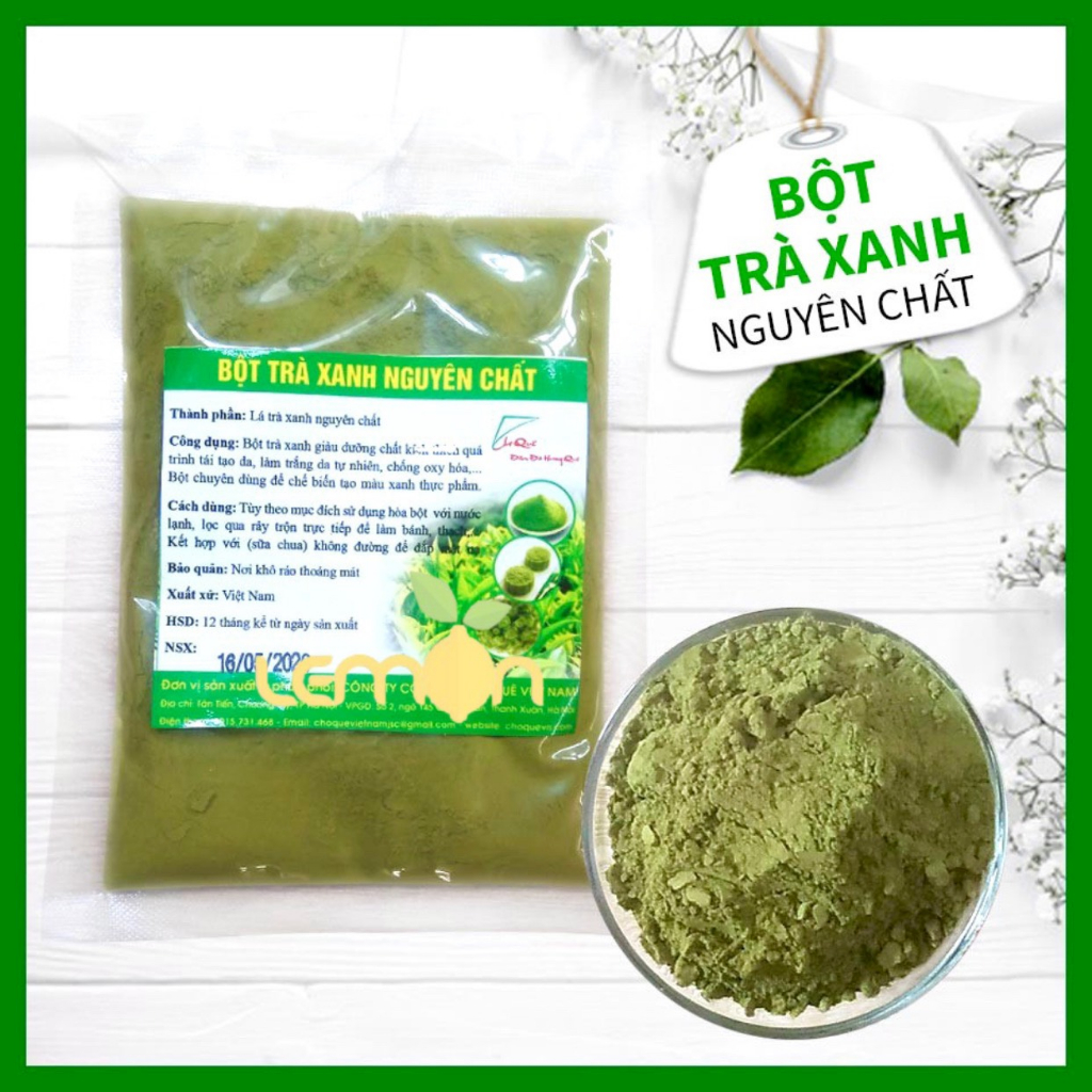 Bột trà xanh nguyên chất 100% - Bột tạo màu xanh và mùi thơm cho khúc bạch, bánh flan, trà sữa, rau câu