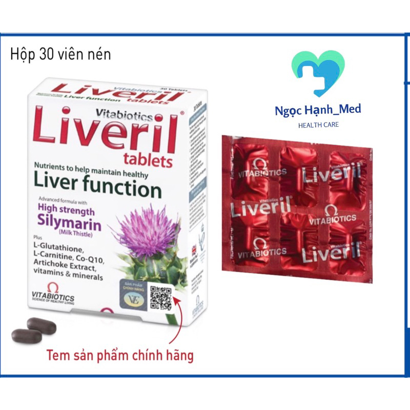 Viên uống Vitabiotics Liveril Tablets hỗ trợ thải độc gan, bảo vệ và tăng cường chức năng gan hộp 30 viên
