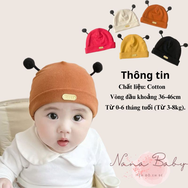 Mũ cho bé Nanababy chất liệu cotton gắn tai ong đáng yêu cho bé MD249