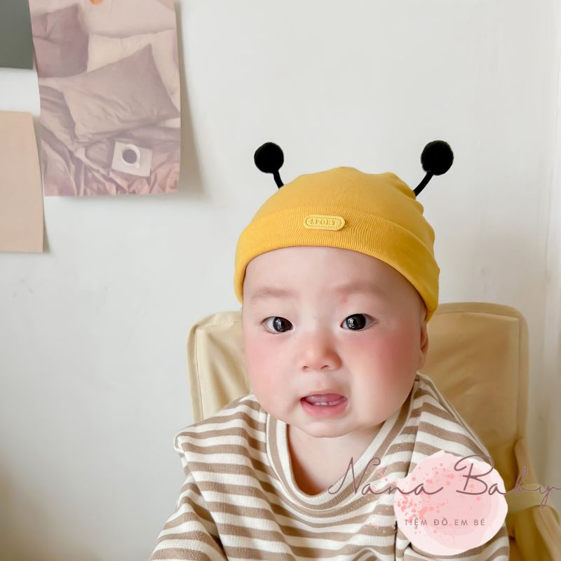 Mũ cho bé Nanababy chất liệu cotton gắn tai ong đáng yêu cho bé MD249