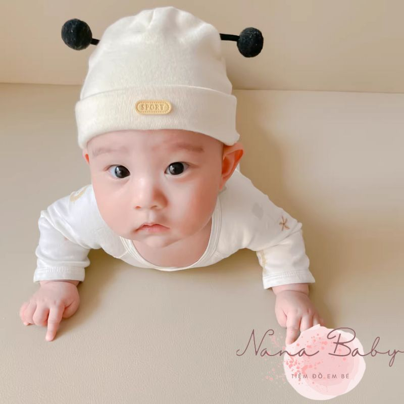 Mũ cho bé Nanababy chất liệu cotton gắn tai ong đáng yêu cho bé MD249