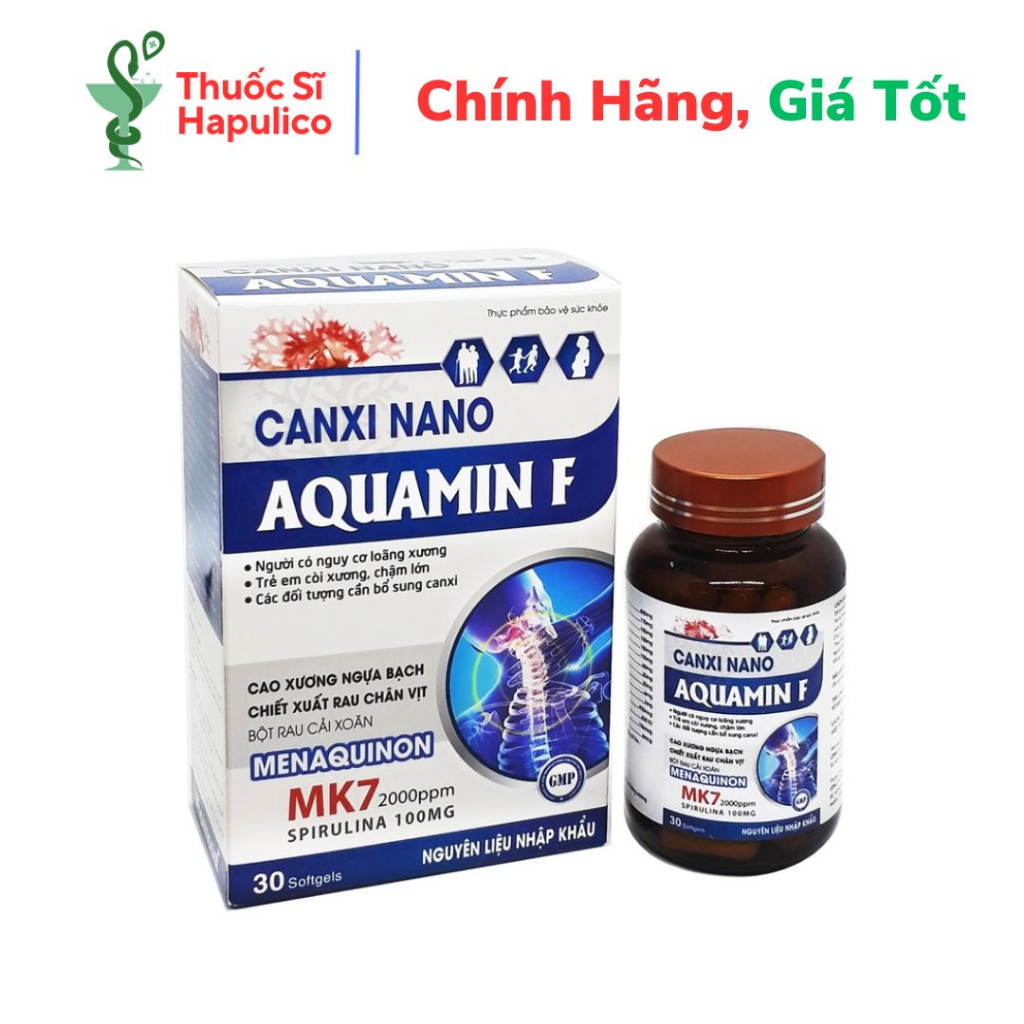 Viên Uống Bổ Sung Canxi Nano Aquamin F + Vitamin D3, Vitamin K2 Phát triển hệ xương, chắc khỏe xương, giảm loãng xương