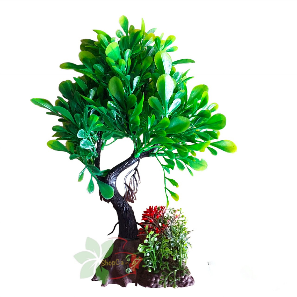 Mô hình cây giả 25 cm, tiểu cảnh cây cảnh trang trí, mô hình cây thủy sinh nhựa bể cá cảnh, lũa giả thủy sinh hồ cá