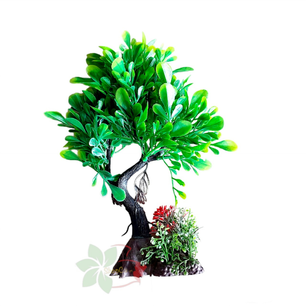 Mô hình cây giả 25 cm, tiểu cảnh cây cảnh trang trí, mô hình cây thủy sinh nhựa bể cá cảnh, lũa giả thủy sinh hồ cá