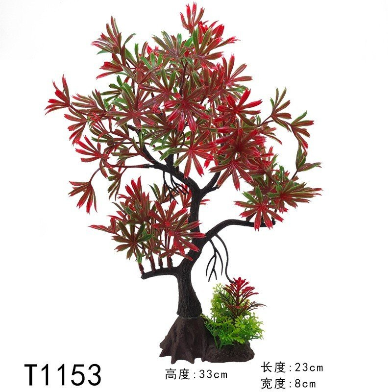 Mô hình cây giả 33 cm, tiểu cảnh cây cảnh trang trí, mô hình cây thủy sinh nhựa bể cá cảnh, lũa giả thủy sinh hồ cá