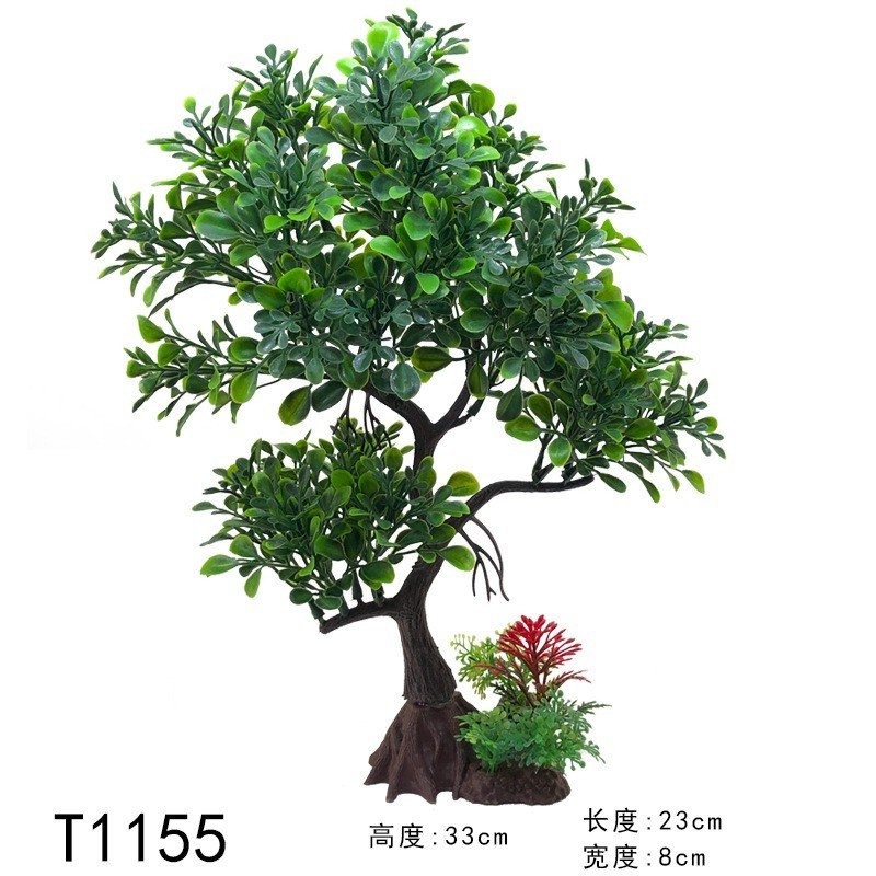 Mô hình cây giả 33 cm, tiểu cảnh cây cảnh trang trí, mô hình cây thủy sinh nhựa bể cá cảnh, lũa giả thủy sinh hồ cá