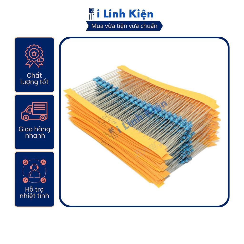 Điện trở vạch 1/4W 91K 1% chân đồng (50c)