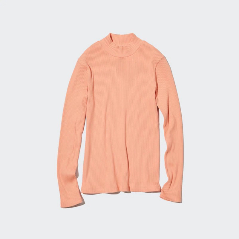 Áo thun cổ cao dài tay dáng ôm Uniqlo nữ